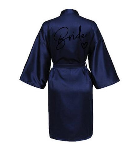 AliExpress Wedding Party Team Bride Robe With Black Letters Kimono Satin Pajamas Bridesmaid Bathrobe SP003, view 5