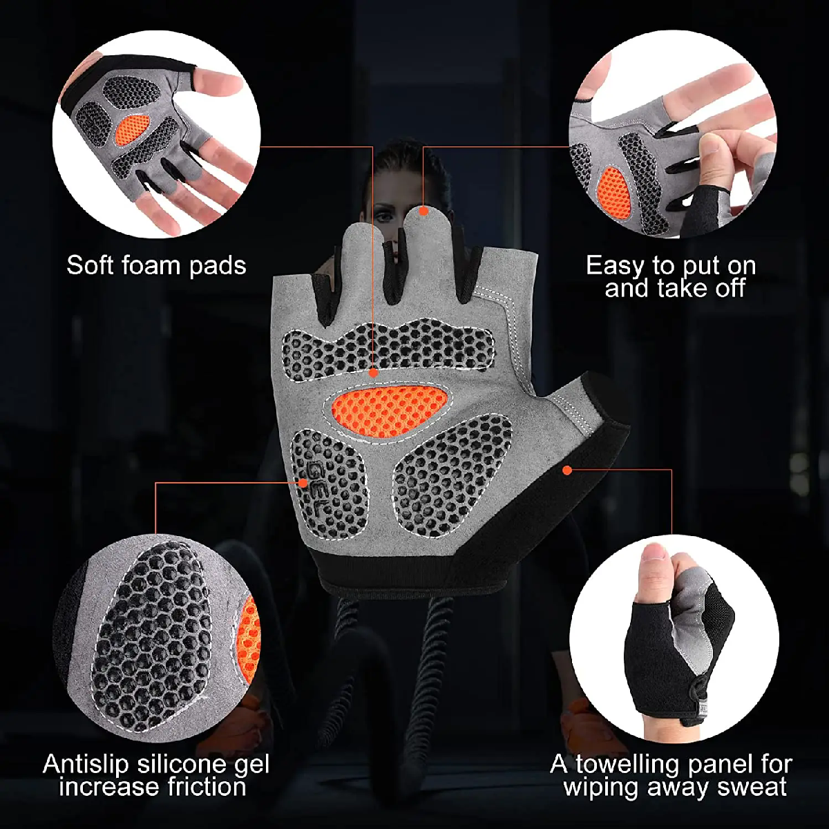 AliExpress Fingerless Anti-Slip Gym Weightlifting Gloves, view 3
