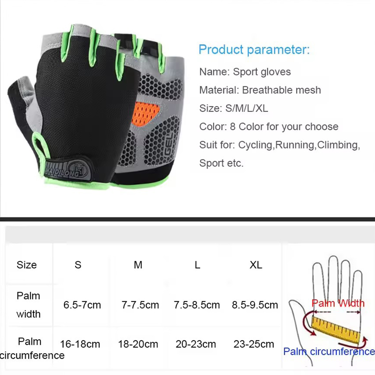 AliExpress Fingerless Anti-Slip Gym Weightlifting Gloves, view 6