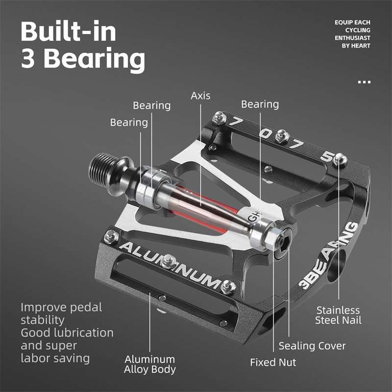 AliExpress WEST BIKING 3-Bearing CNC Aluminum Bike Pedals, view 2