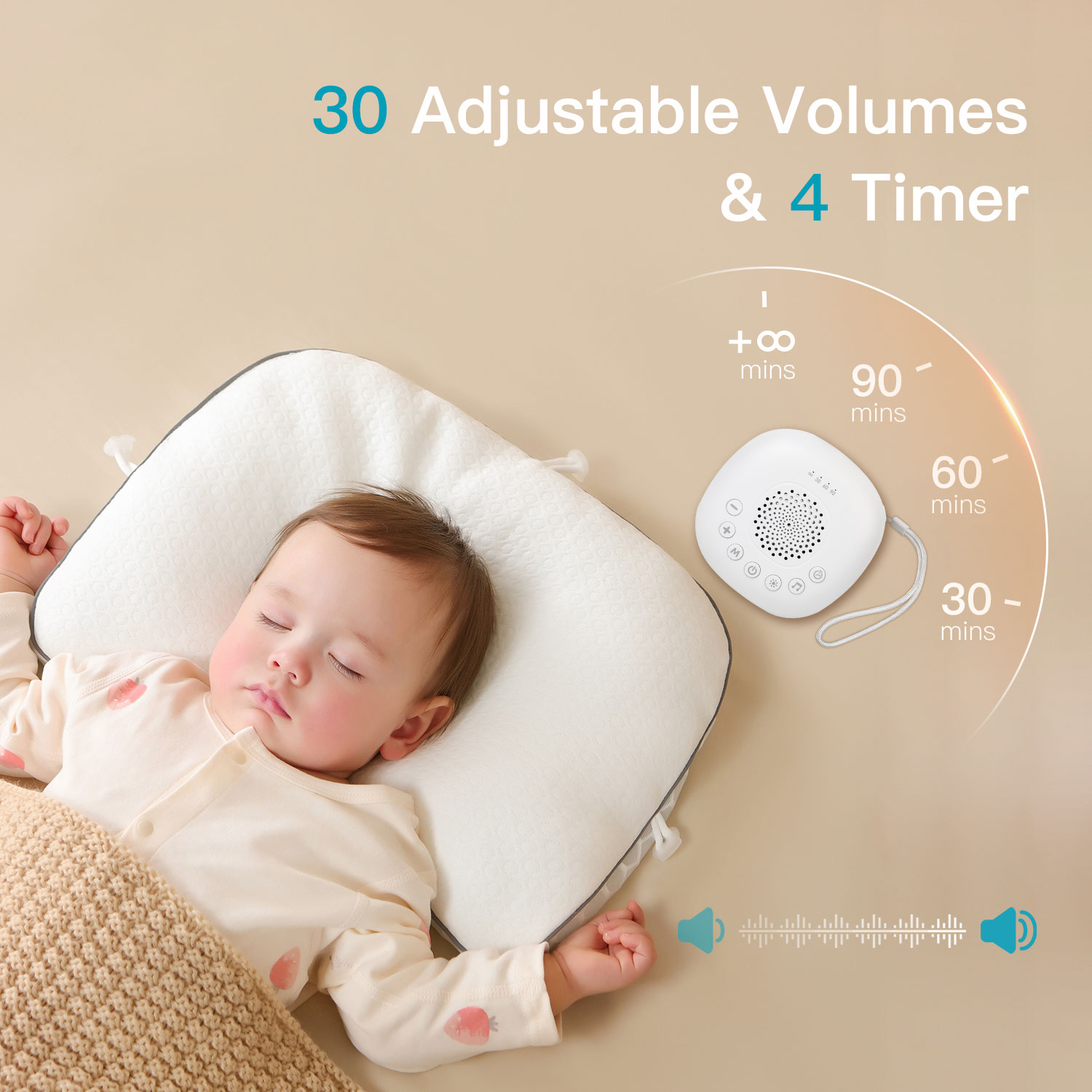 AliExpress White Noise Sound Machine with 24/20 Soothing Sounds Sleep Aid for Babies Kids Adults  Rechargeable Night Light Newborn Gifts, view 3