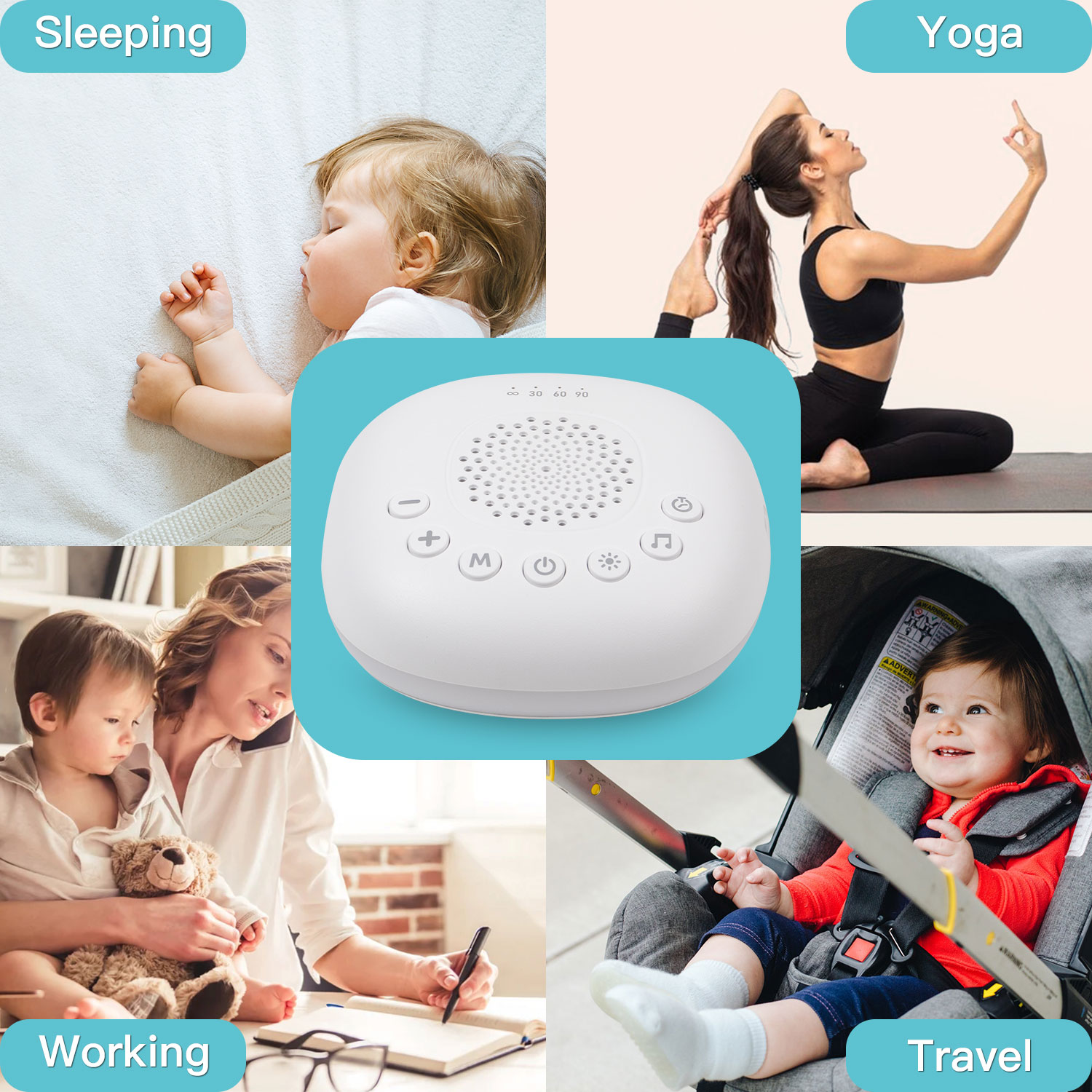 AliExpress White Noise Sound Machine with 24/20 Soothing Sounds Sleep Aid for Babies Kids Adults  Rechargeable Night Light Newborn Gifts, view 4