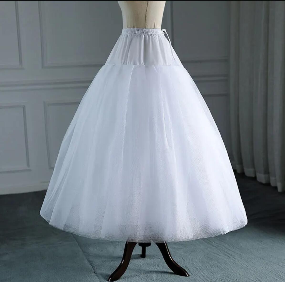 AliExpress White Tulle Petticoat for A Line Style Wedding Dress 4-8 Layers No Hoops Bridal Wedding Accessories Long Petticoats Underskirt, view 4