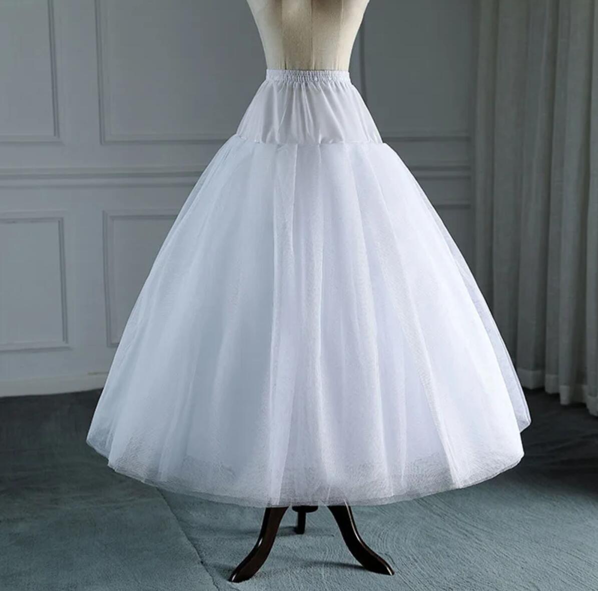 AliExpress White Tulle Petticoat for A Line Style Wedding Dress 4-8 Layers No Hoops Bridal Wedding Accessories Long Petticoats Underskirt