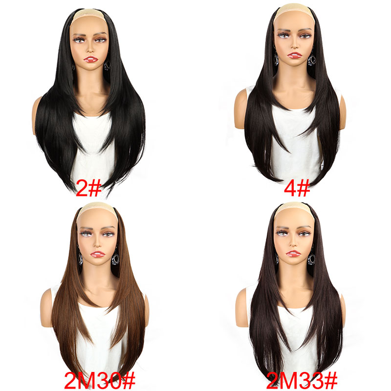 AliExpress WIGSIN 22Inch Synthetic V-shaped Layered 4 Clips Long Straight Hair Extension Fashion Invisible Hairpiece Wig for Women, view 3