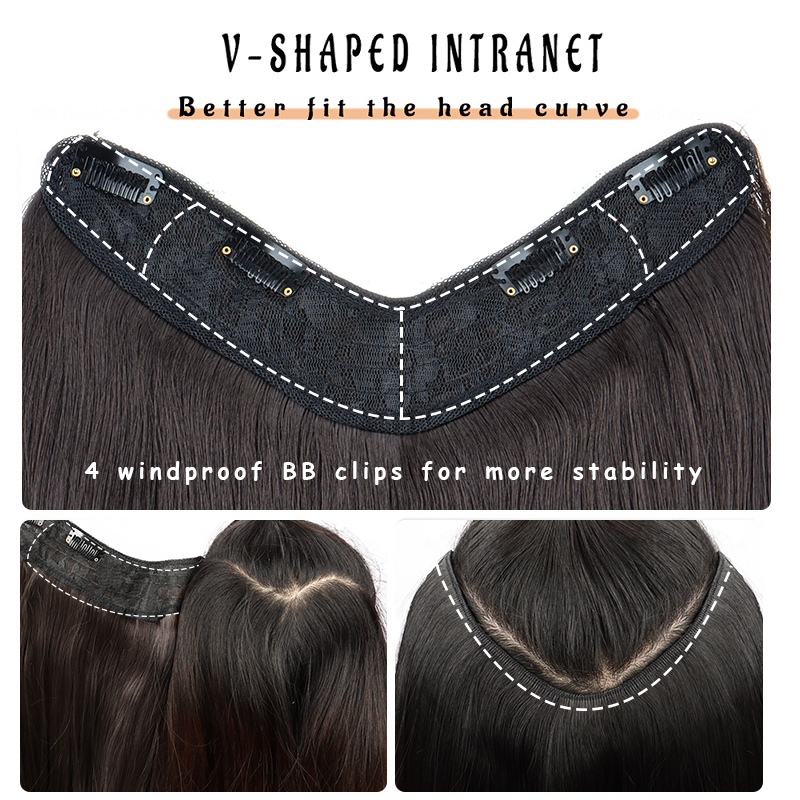 AliExpress WIGSIN 22Inch Synthetic V-shaped Layered 4 Clips Long Straight Hair Extension Fashion Invisible Hairpiece Wig for Women, view 4
