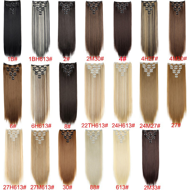 AliExpress WIGSIN 24Inch Synthetic 7Pcs/set Long Straight Hair Extension 16Clips Hairstyle Black Blonde Hairpiece for Women, view 3