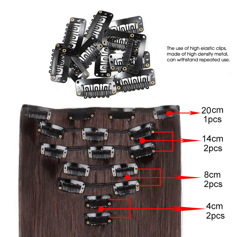 AliExpress WIGSIN 24Inch Synthetic 7Pcs/set Long Straight Hair Extension 16Clips Hairstyle Black Blonde Hairpiece for Women, view 5