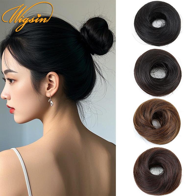 AliExpress WIGSIN Synthetic Straight Donut Chignon Hairpieces Ombre Elastic Updo Chignon Fluffy Messy Scrunchies Hair Bun for Women