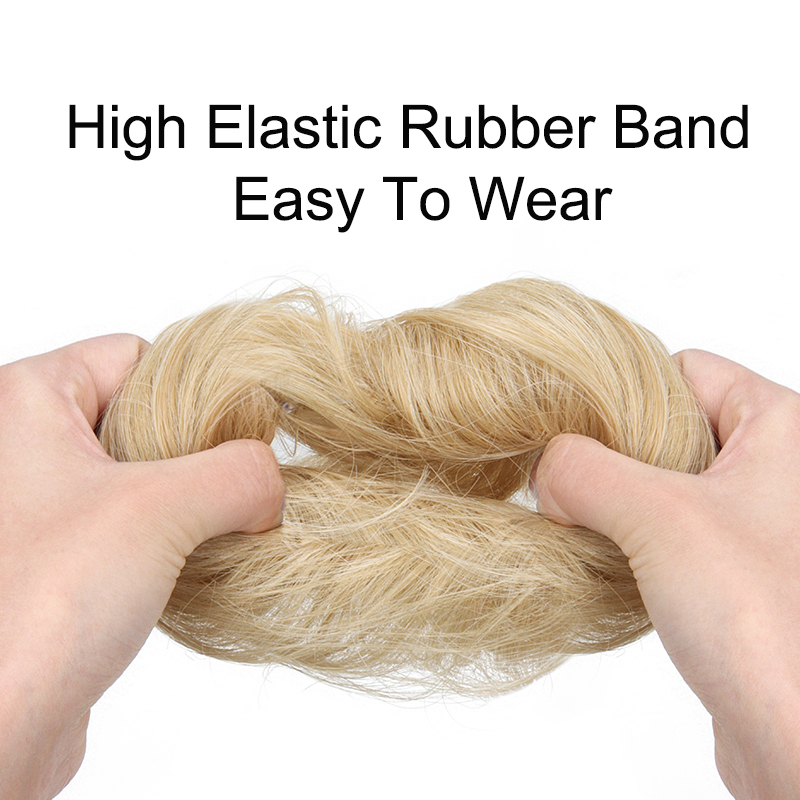 AliExpress WIGSIN Synthetic Straight Donut Chignon Hairpieces Ombre Elastic Updo Chignon Fluffy Messy Scrunchies Hair Bun for Women, view 4