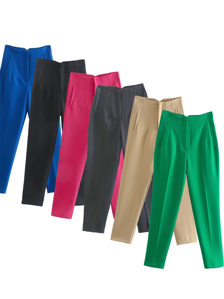AliExpress Willshela Women Fashion Straight Pants High Waist Front Zipper Trousers Vintage Full Length Female Chic Lady