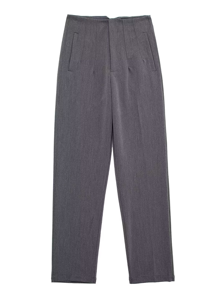 AliExpress Willshela Women Fashion Straight Pants High Waist Front Zipper Trousers Vintage Full Length Female Chic Lady, view 6