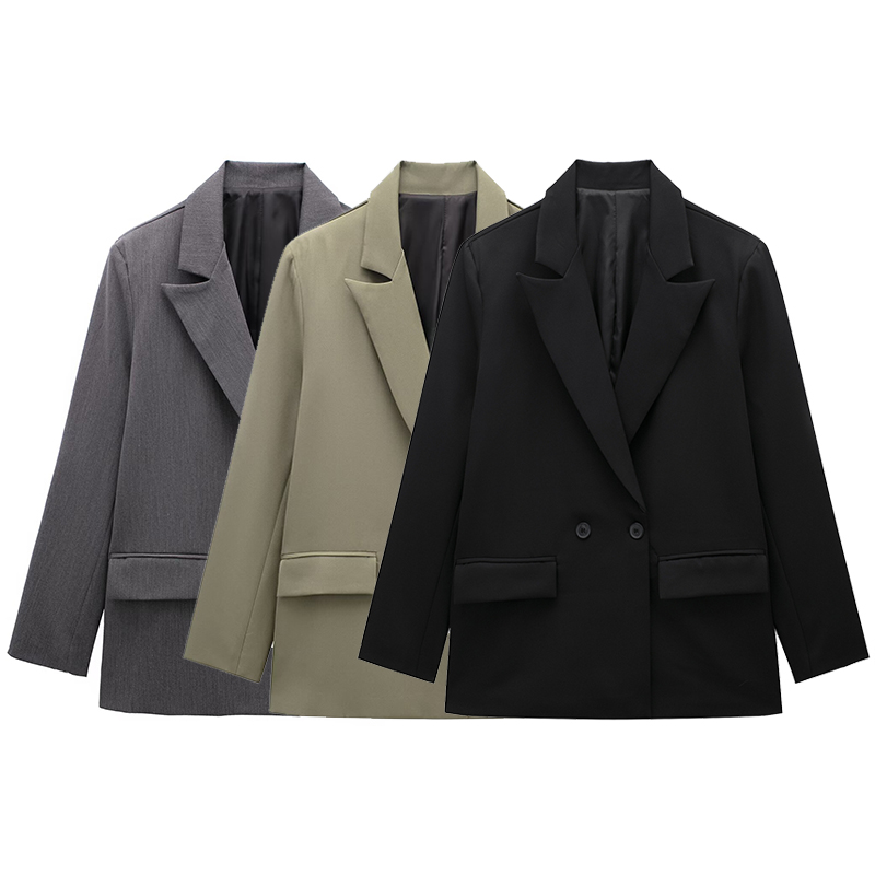 AliExpress Willshela Women Fashion With Pockets Solid Double Breasted Blazer Vintage Long Sleeves Notched Neck Female Office Lady Outfits