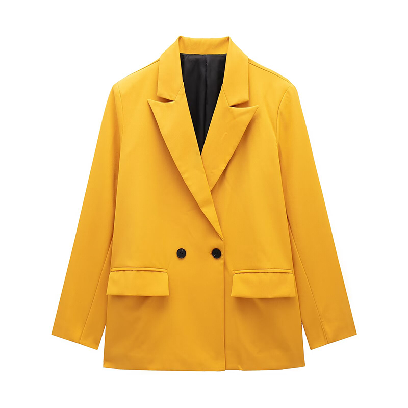 AliExpress Willshela Women Fashion With Pockets Solid Double Breasted Blazer Vintage Long Sleeves Notched Neck Female Office Lady Outfits, view 5