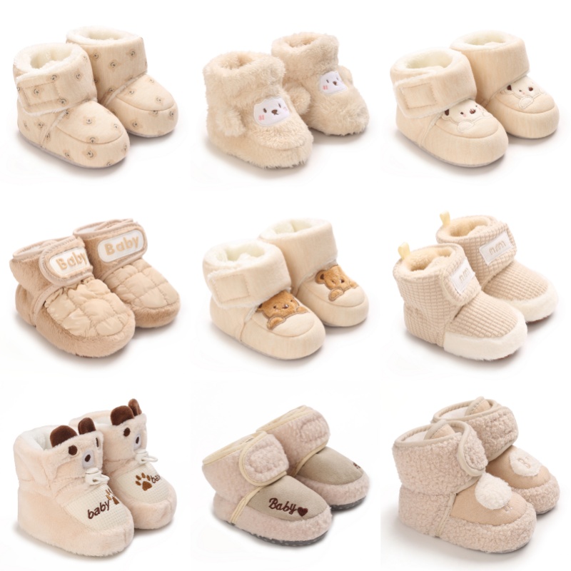 AliExpress Winter Newborn Boys and Girls Cute Cartoon Cotton Shoes with Soft Sole and Warm Boots Preschool Walking Shoes Winter Newborn