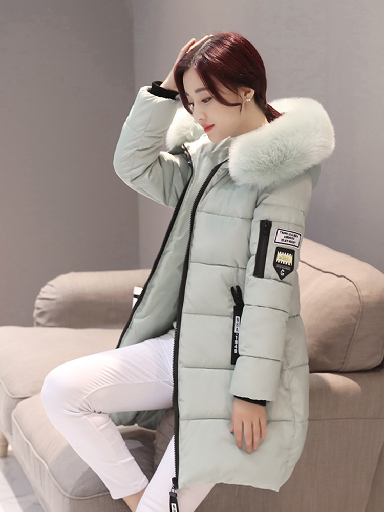 AliExpress Winter Warm Fur Collar Hooded Women Parka Fashion Comfortable Zipper Pockets Design Long Jacket Elegant Slim Thick Female Coats