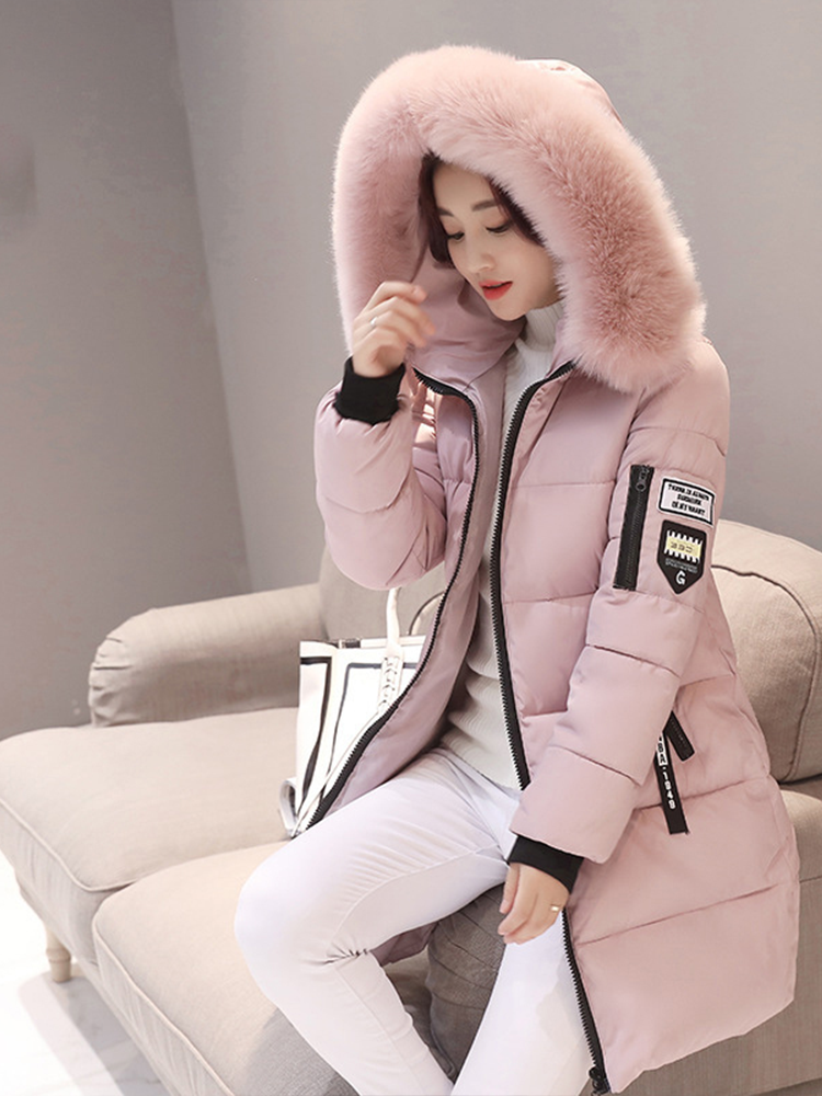 AliExpress Winter Warm Fur Collar Hooded Women Parka Fashion Comfortable Zipper Pockets Design Long Jacket Elegant Slim Thick Female Coats, view 2