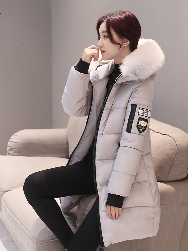 AliExpress Winter Warm Fur Collar Hooded Women Parka Fashion Comfortable Zipper Pockets Design Long Jacket Elegant Slim Thick Female Coats, view 5