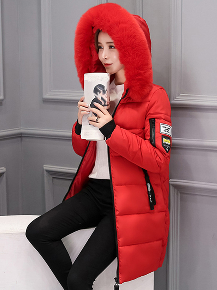 AliExpress Winter Warm Fur Collar Hooded Women Parka Fashion Comfortable Zipper Pockets Design Long Jacket Elegant Slim Thick Female Coats, view 6