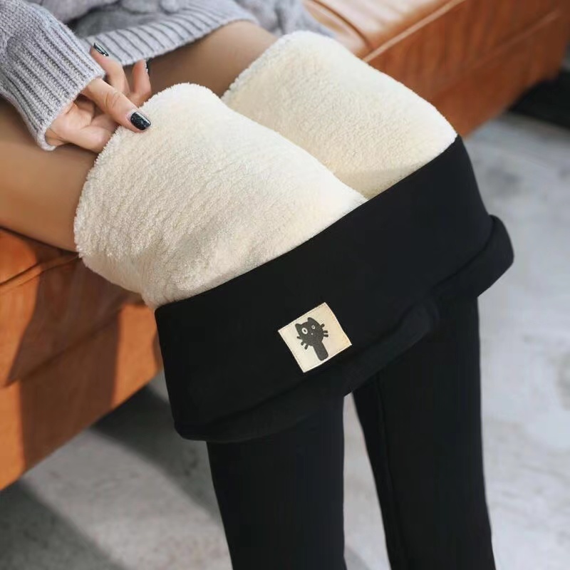 AliExpress Winter Women Leggings Fleece Lined Velvet Keep Warm Pants High Waist Leggings Women Solid Comfortable Stretchy Thermal Plus Size