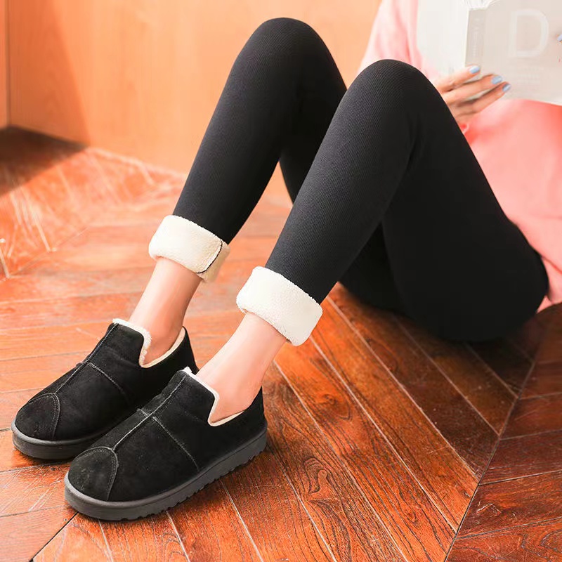 AliExpress Winter Women Leggings Fleece Lined Velvet Keep Warm Pants High Waist Leggings Women Solid Comfortable Stretchy Thermal Plus Size, view 3