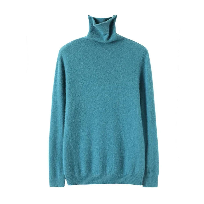 AliExpress WinvyNee Women Clothing Mink Cashmere Sweater Half High Collar Solid Tops Outerwears 2024 Knitted Oversized Pullover A1248005, view 5