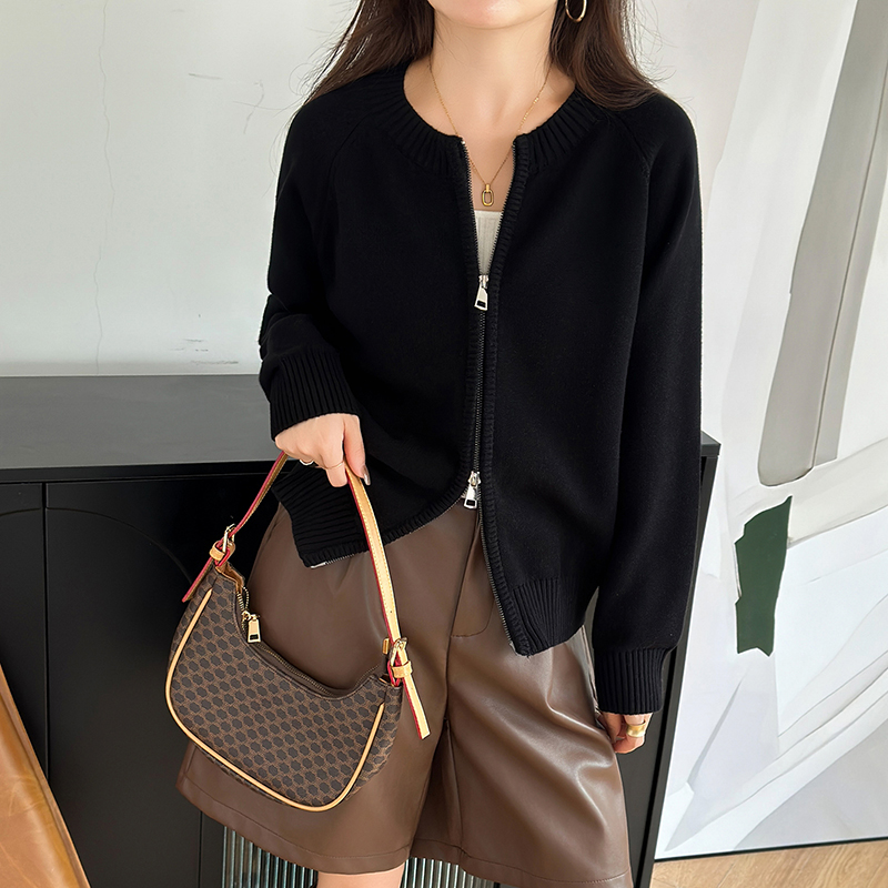 AliExpress WinvyNee Women's Clothing 100% Cotton Solid Crew Neck Zip Loose Soft Thick Long Sleeve Cardigan Spring Knitted Outwear ZA1002018, view 4