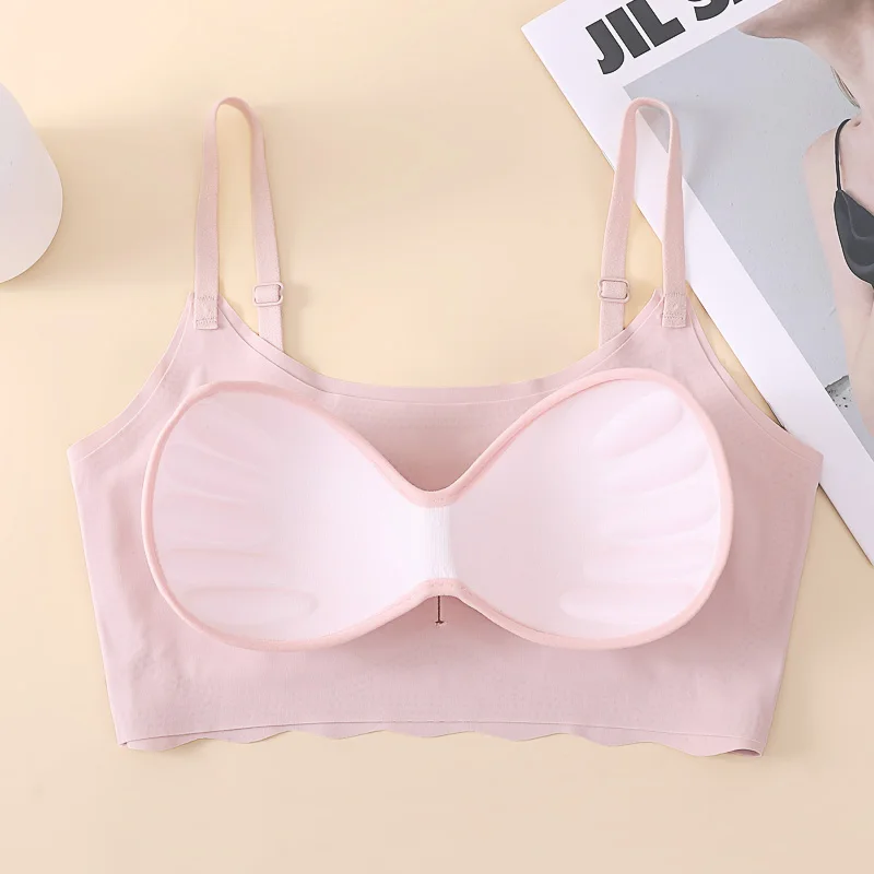 AliExpress Wire Free Seamless Nylon Bralette Women Non Padded Sports Bra Thin Comfortable Sleepwear, view 4