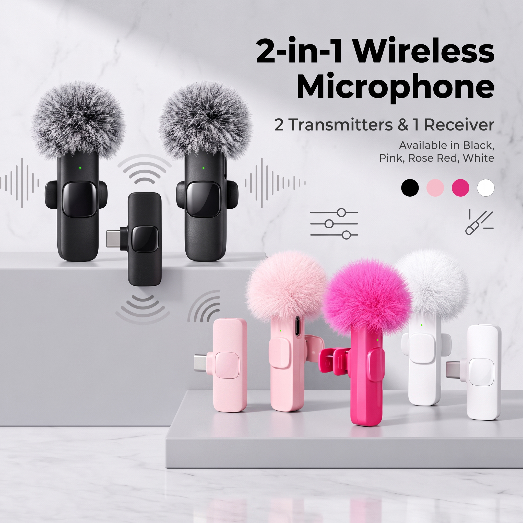 AliExpress Wireless Lapel Microphone, Plug‑and‑Play, Long Battery Life, Portable, Type‑C Port, Ideal for Vlogging & Live Streaming., view 2