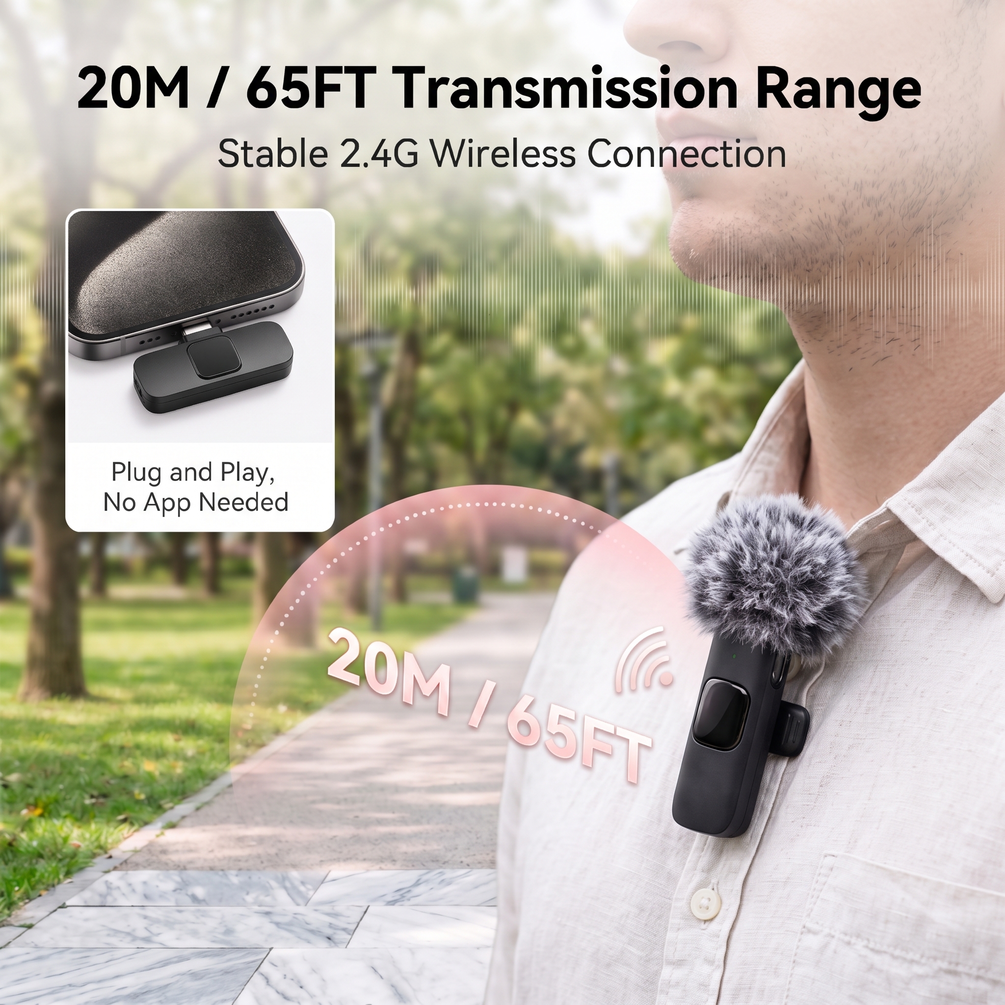 AliExpress Wireless Lapel Microphone, Plug‑and‑Play, Long Battery Life, Portable, Type‑C Port, Ideal for Vlogging & Live Streaming., view 3