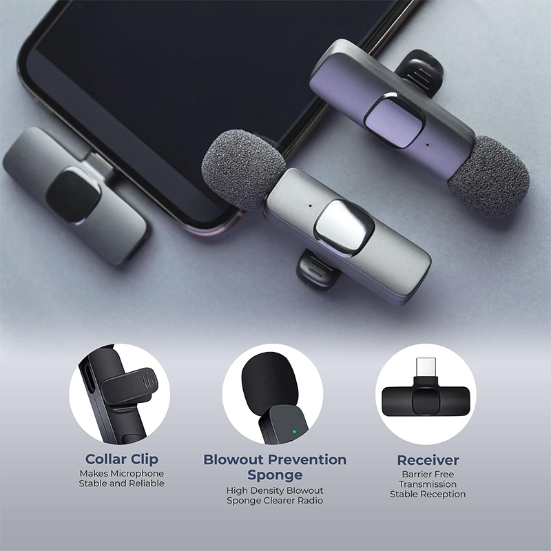 AliExpress Wireless Lavalier Microphone For iPhone 15/16/17 Series Android Devices Noise Cancelling Mini Lapel Microphone for Vlogging Mic, view 3