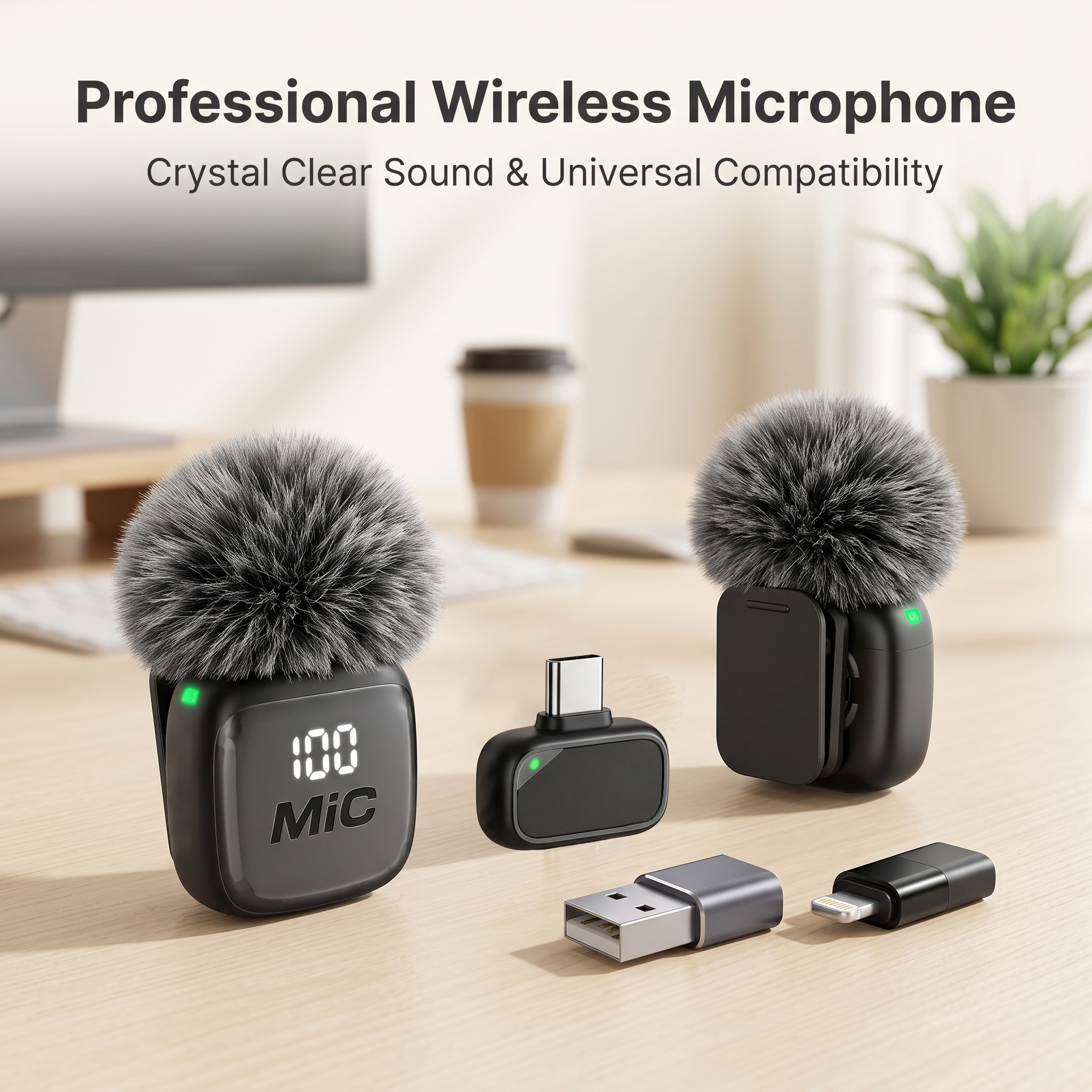 AliExpress Wireless Lavalier Microphone, Mini Mic, Wind Cover, Type-C With Lightning & USB Adapter, for Phones, Tablets, Laptops, Computers, view 4
