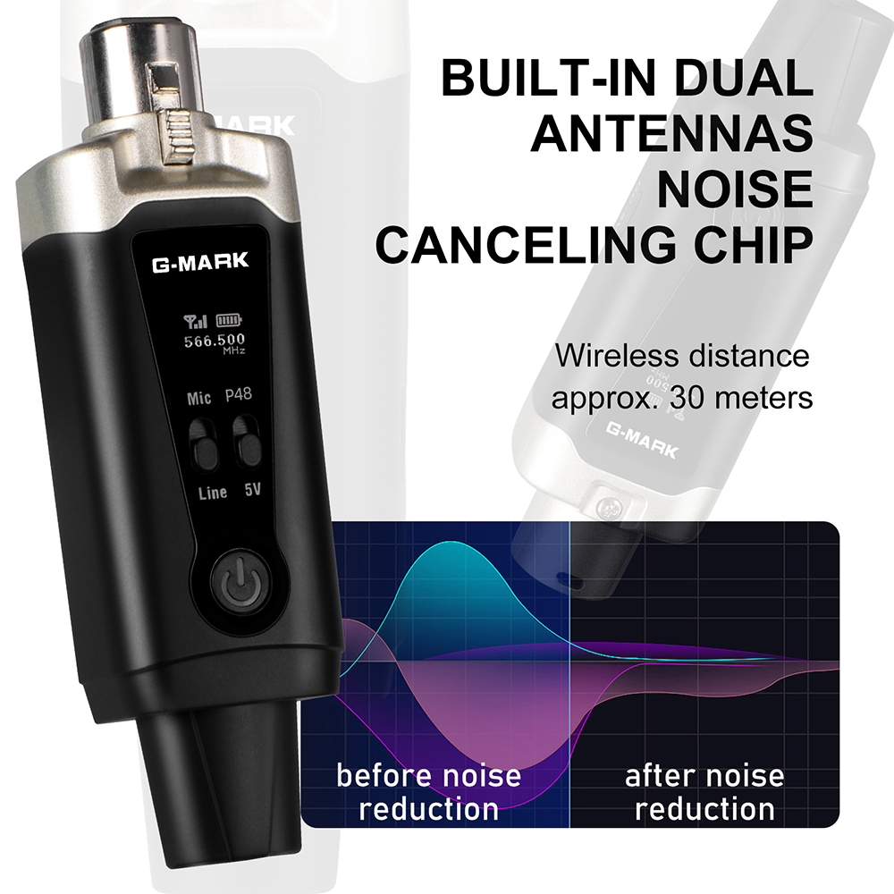 AliExpress Wireless Microphone System G-MARK GX1.1 UHF XLR Adapter 16 Channels Audio Transmitter And Receiver For 48V Phantom Power Condens, view 4