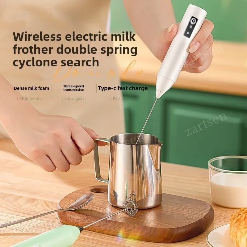 AliExpress Wireless Milk Frother Electric Type-C Handheld Blender Stainless Steel Mini Coffee Maker Whisk Mixer For Coffee Cappuccino Cream, view 2