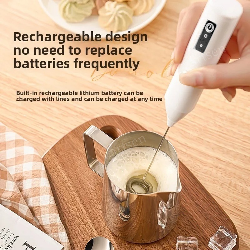 AliExpress Wireless Milk Frother Electric Type-C Handheld Blender Stainless Steel Mini Coffee Maker Whisk Mixer For Coffee Cappuccino Cream, view 3
