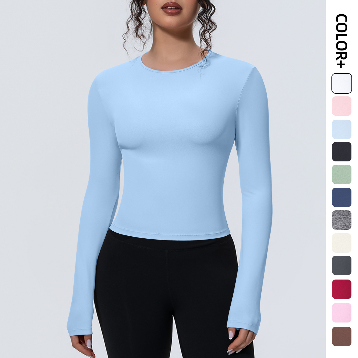 AliExpress Woman's Yoga Long Sleeved Gym Sports Running Top Slim Breathable Soild Color Fitness Top Running Shirts Gym Top Yoga Sport Top