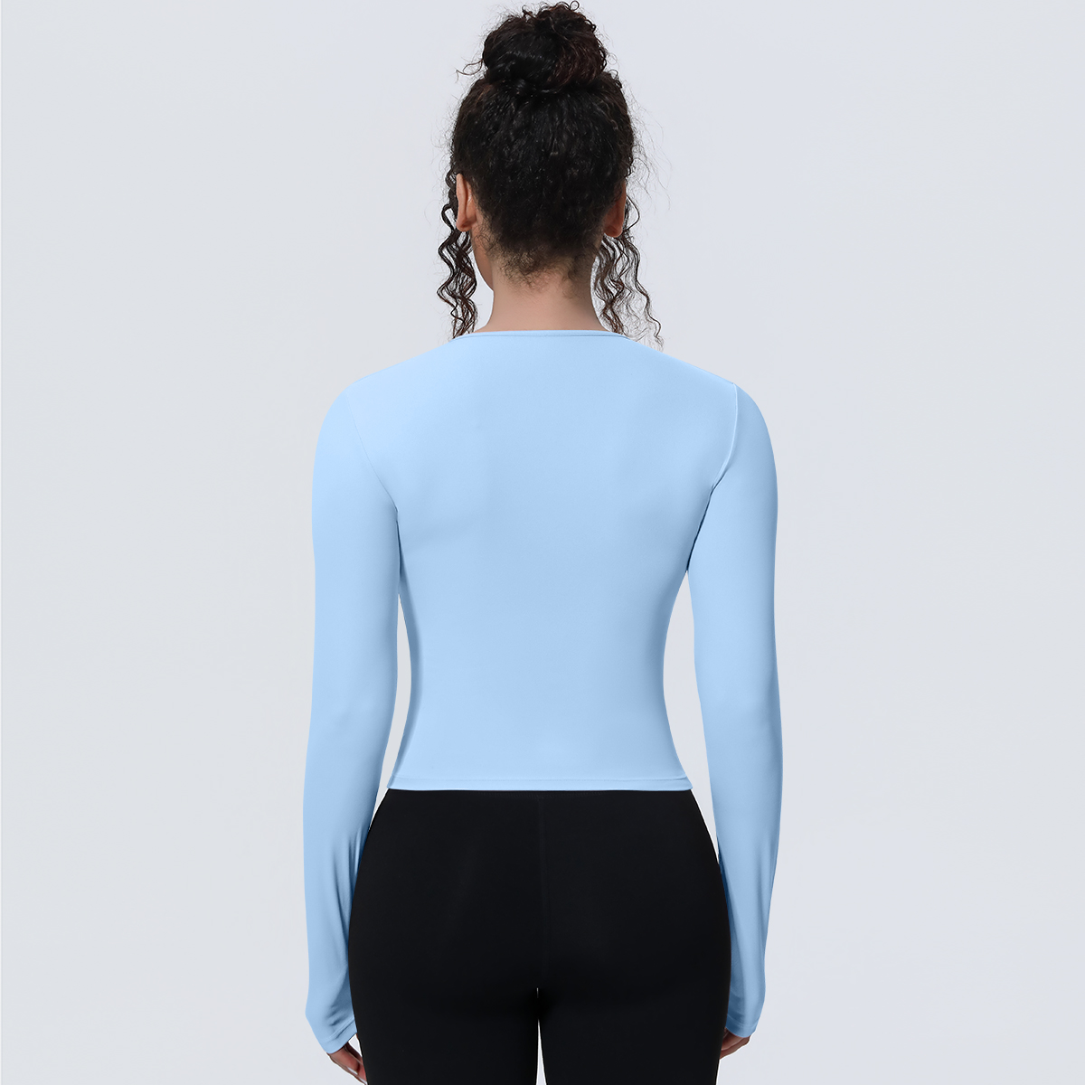 AliExpress Woman's Yoga Long Sleeved Gym Sports Running Top Slim Breathable Soild Color Fitness Top Running Shirts Gym Top Yoga Sport Top, view 2