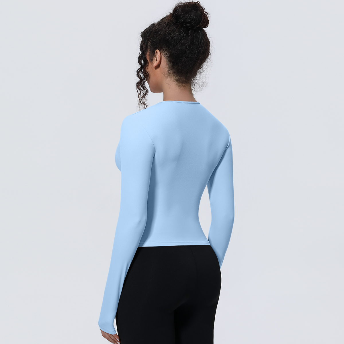 AliExpress Woman's Yoga Long Sleeved Gym Sports Running Top Slim Breathable Soild Color Fitness Top Running Shirts Gym Top Yoga Sport Top, view 4