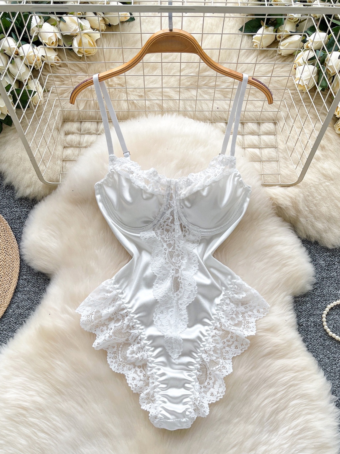 AliExpress Woman Sexy Comfortable Bodysuits Fashion Strap Backless Slim Bodysuits Lace Spliced Sheer Sexy Playsuits New, view 3