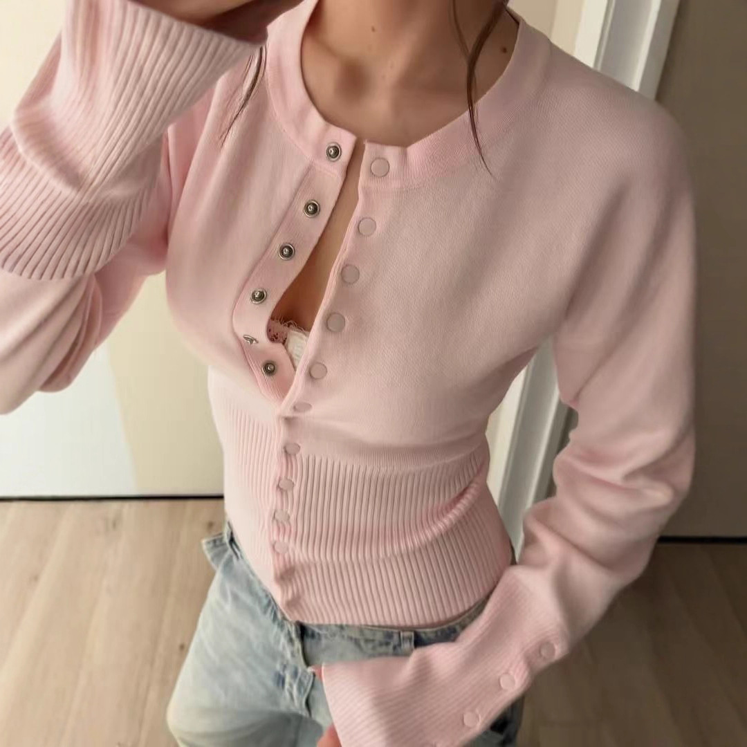 AliExpress Women Base Layer 2025 French Classic Elegant Sweater Women's Crew Neck Knit Cardigan Autumn Winter Casual Outerwear Top
