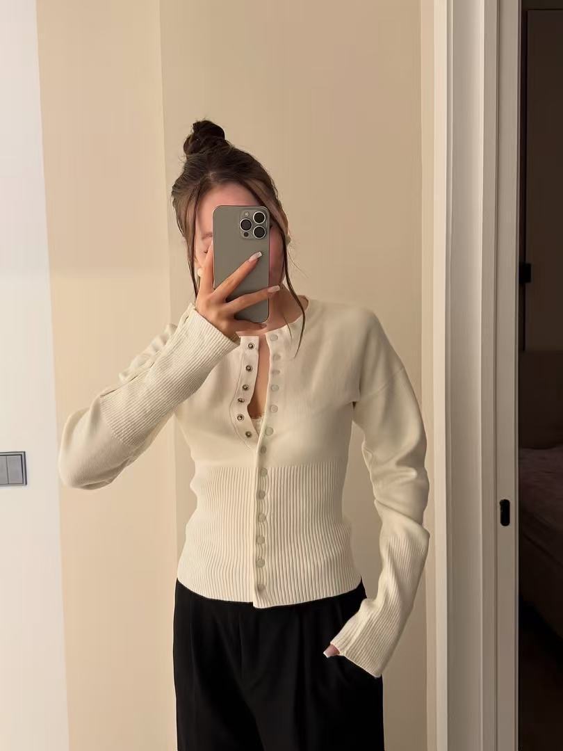 AliExpress Women Base Layer 2025 French Classic Elegant Sweater Women's Crew Neck Knit Cardigan Autumn Winter Casual Outerwear Top, view 6