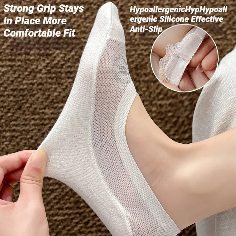 AliExpress Women's Mesh No-Show Socks with Silicone Grip, view 3