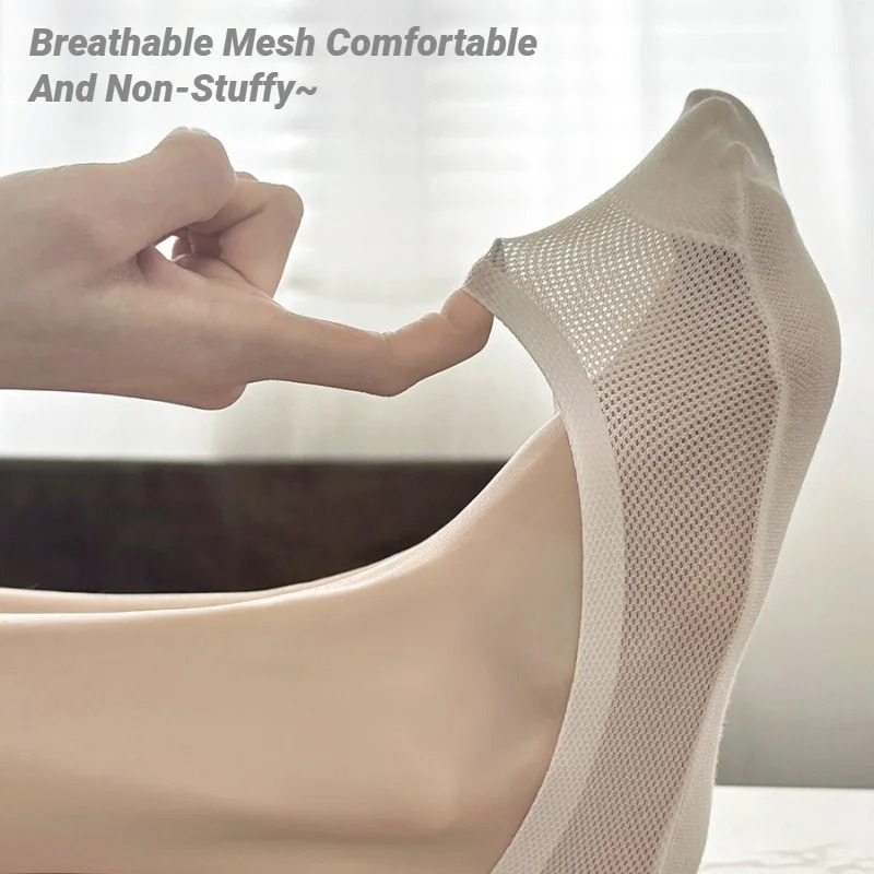 AliExpress Women's Mesh No-Show Socks with Silicone Grip, view 4