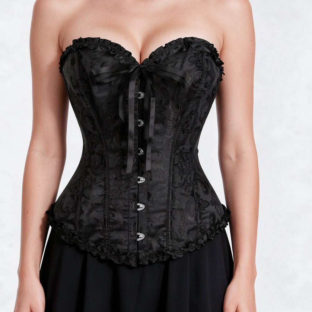AliExpress Women Bustier Corset Victorian Gothic Jacquard Front Busk Waist Cincher Halloween Party Wear, view 2