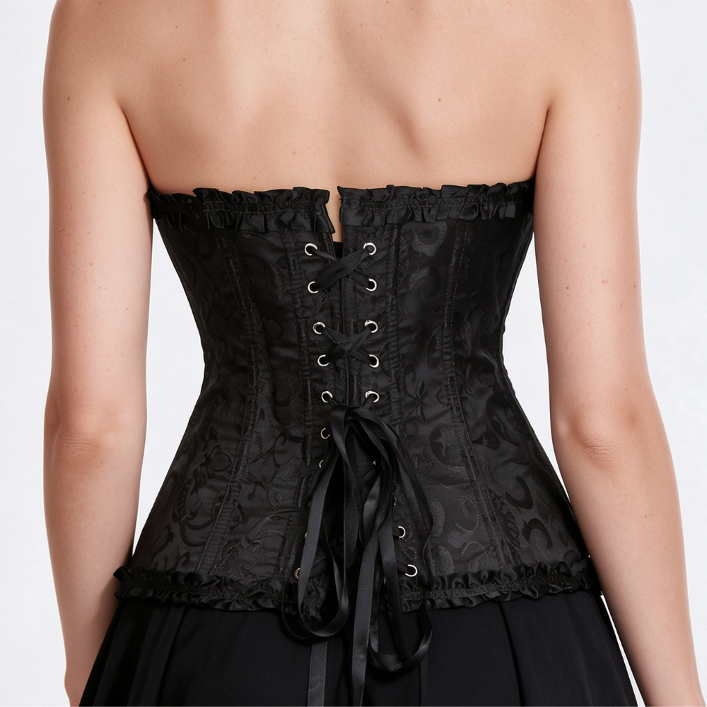 AliExpress Women Bustier Corset Victorian Gothic Jacquard Front Busk Waist Cincher Halloween Party Wear, view 3