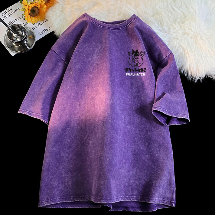 AliExpress Women Cartoon T-Shirts Vintage Summer Harajuku Kawaii Cat Printed Short Sleeve Tees Couple Streetwear Loose Clothes Cotton Tops, view 2