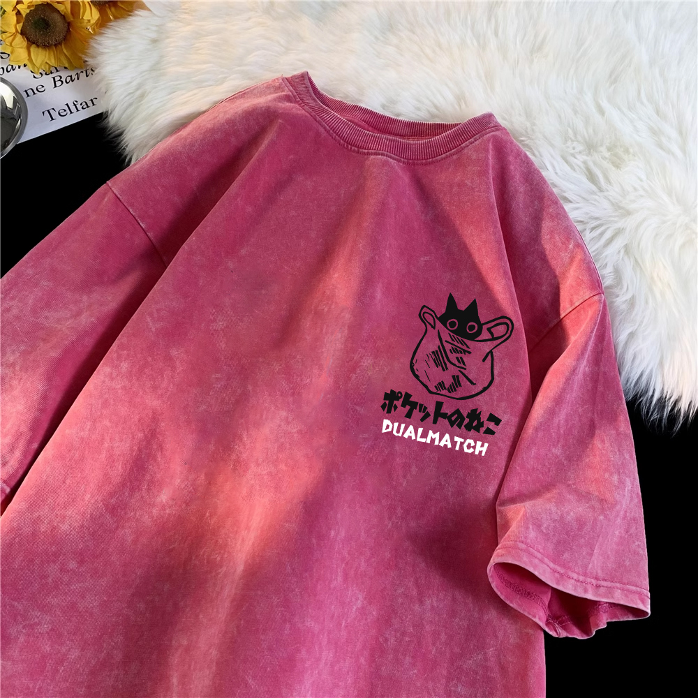 AliExpress Women Cartoon T-Shirts Vintage Summer Harajuku Kawaii Cat Printed Short Sleeve Tees Couple Streetwear Loose Clothes Cotton Tops, view 4
