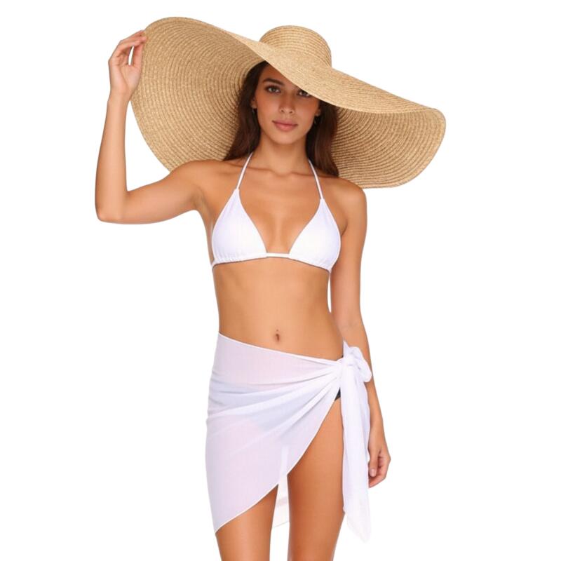 AliExpress Women Chiffon Short Sarong Swimsuit Coverups Beach Bikini Wrap Sheer Short Skirt Chiffon Scarf Bathing Suit Cover Ups Swimwear, view 2