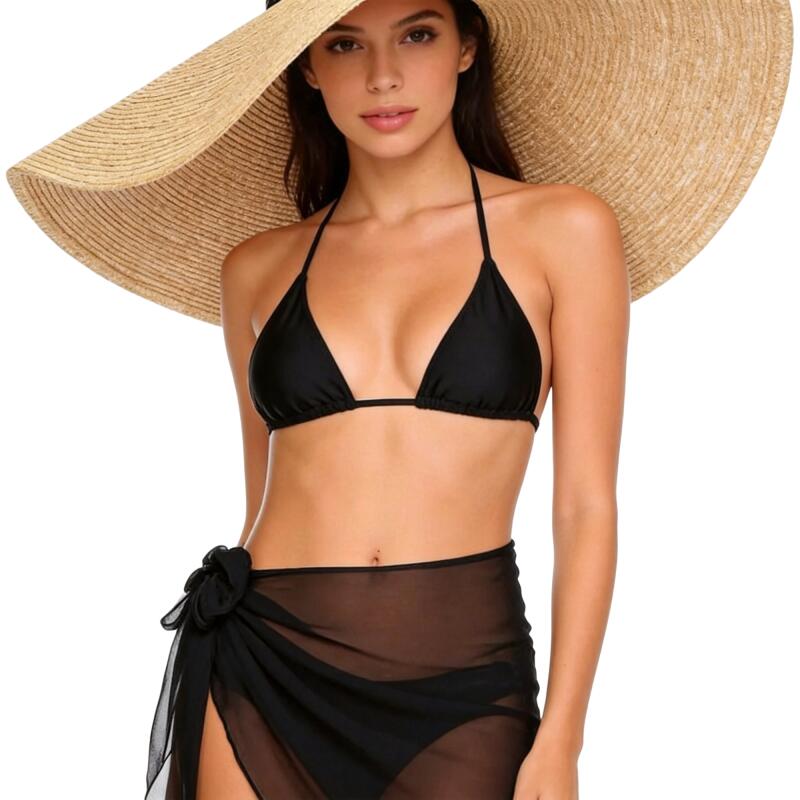 AliExpress Women Chiffon Short Sarong Swimsuit Coverups Beach Bikini Wrap Sheer Short Skirt Chiffon Scarf Bathing Suit Cover Ups Swimwear, view 3