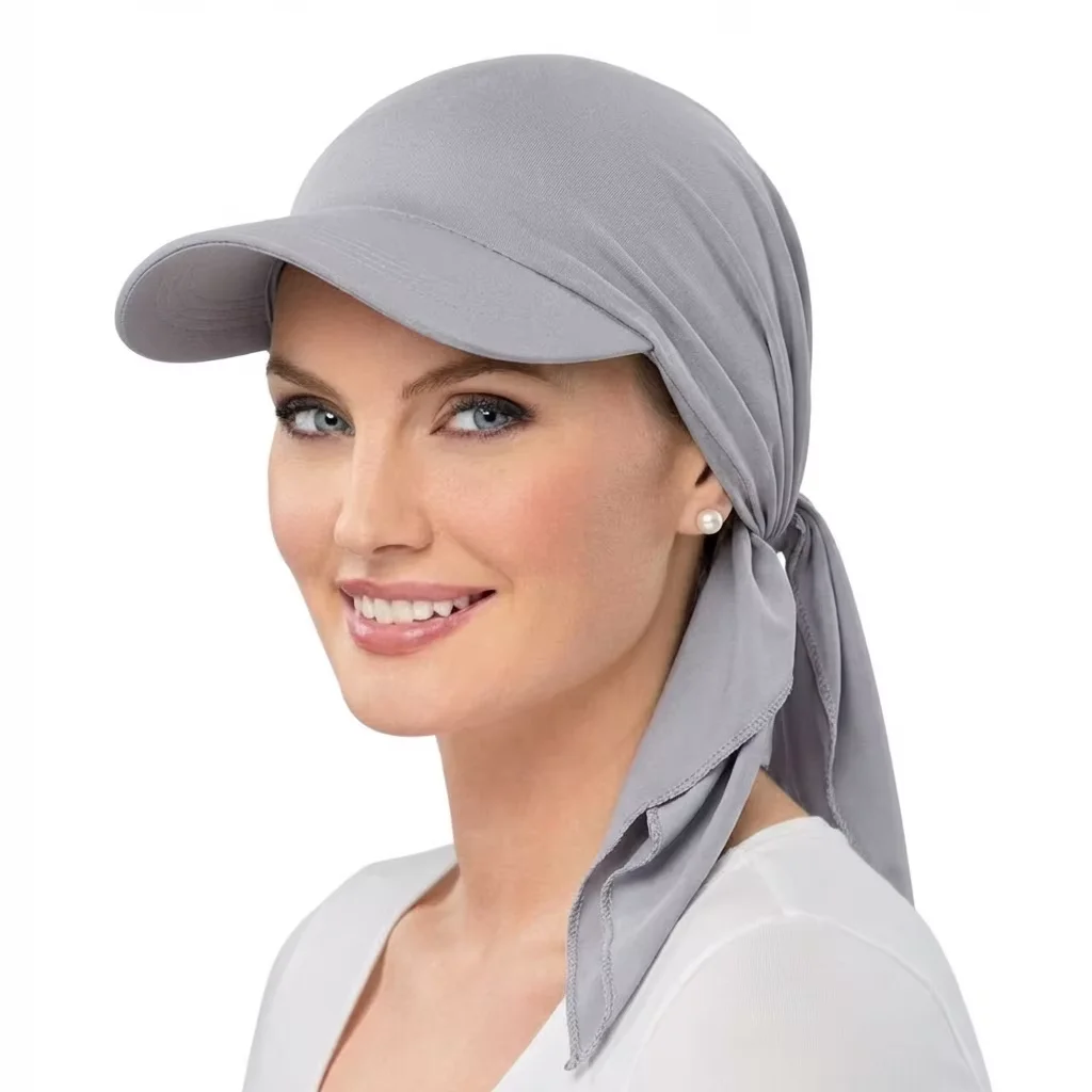 AliExpress Women Classic Solid ColorTurban Hat Outdoor Brim Sunshade Hats Curved Hat Baseball Cap Sun Hats Headscarf Scarf Femme, view 2